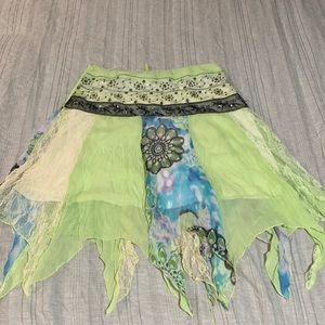 FAIRY SKIRT green with white and light green lace